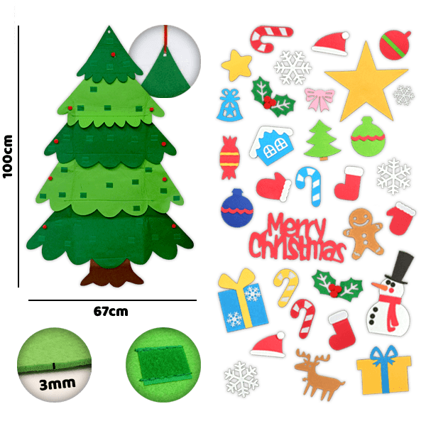 FELT CHRISTMAS TREE – Zestaw z filcową choinką i ozdobami 114 cm x 67 cm slider