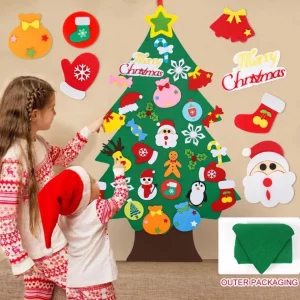 FELT CHRISTMAS TREE – Zestaw z filcową choinką i ozdobami 114 cm x 67 cm 03